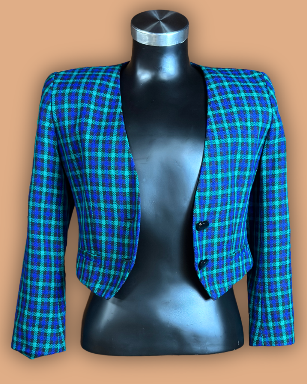 Illustrations Cropped Tartan Blazer