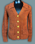 V-neck Knit Brown Cardigan