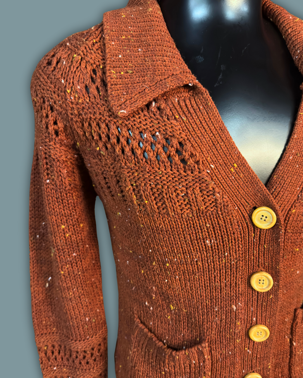 V-neck Knit Brown Cardigan