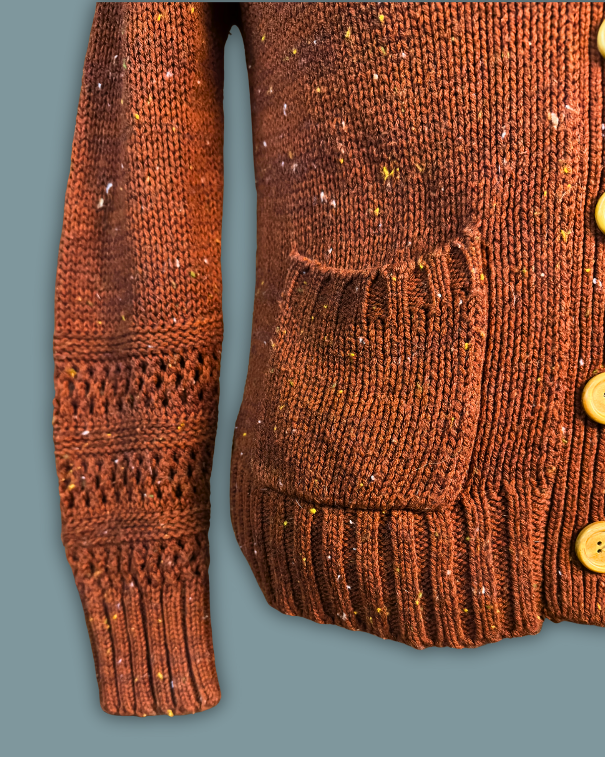 V-neck Knit Brown Cardigan