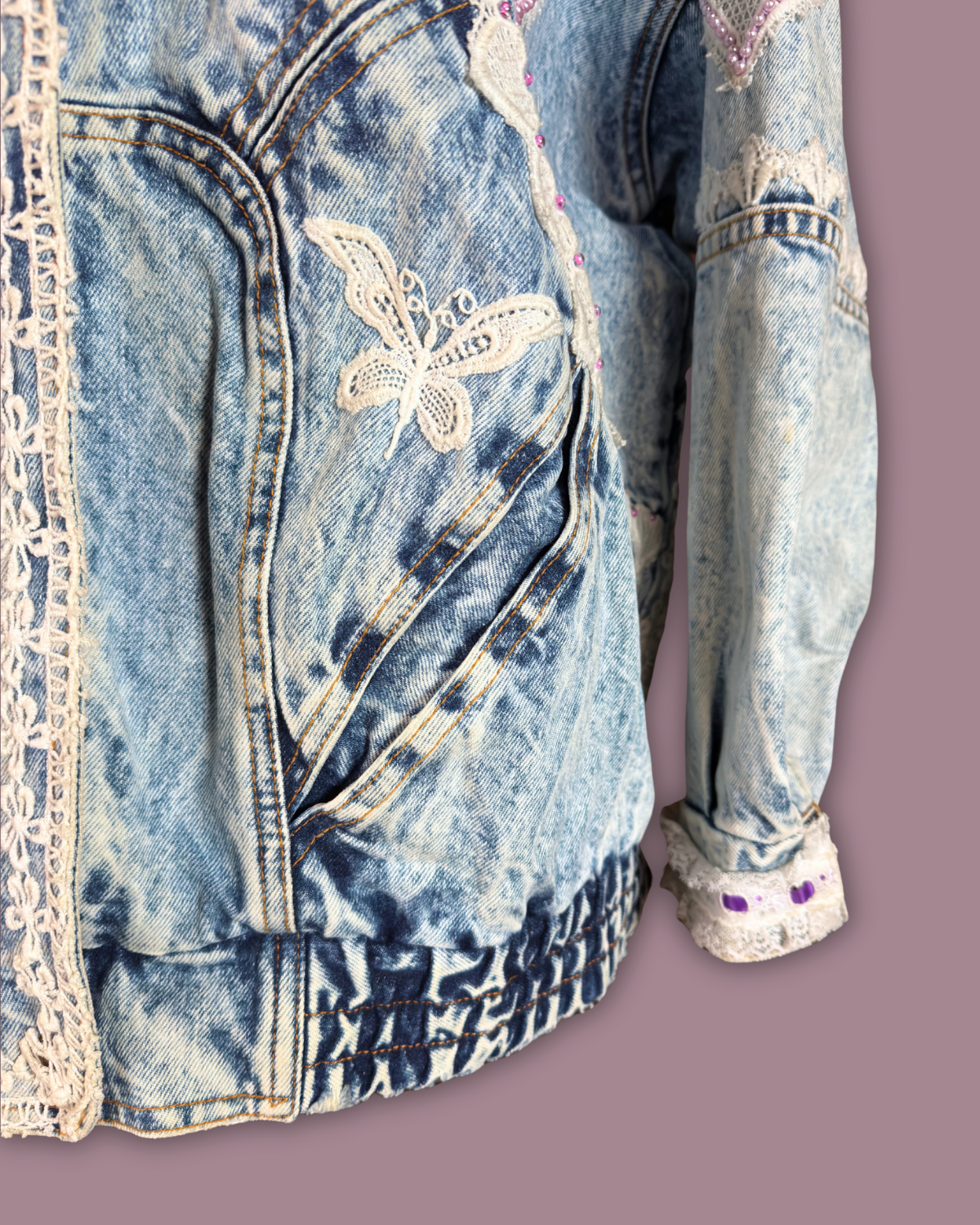Deb Acid Wash Embelleshed Denim Jacket