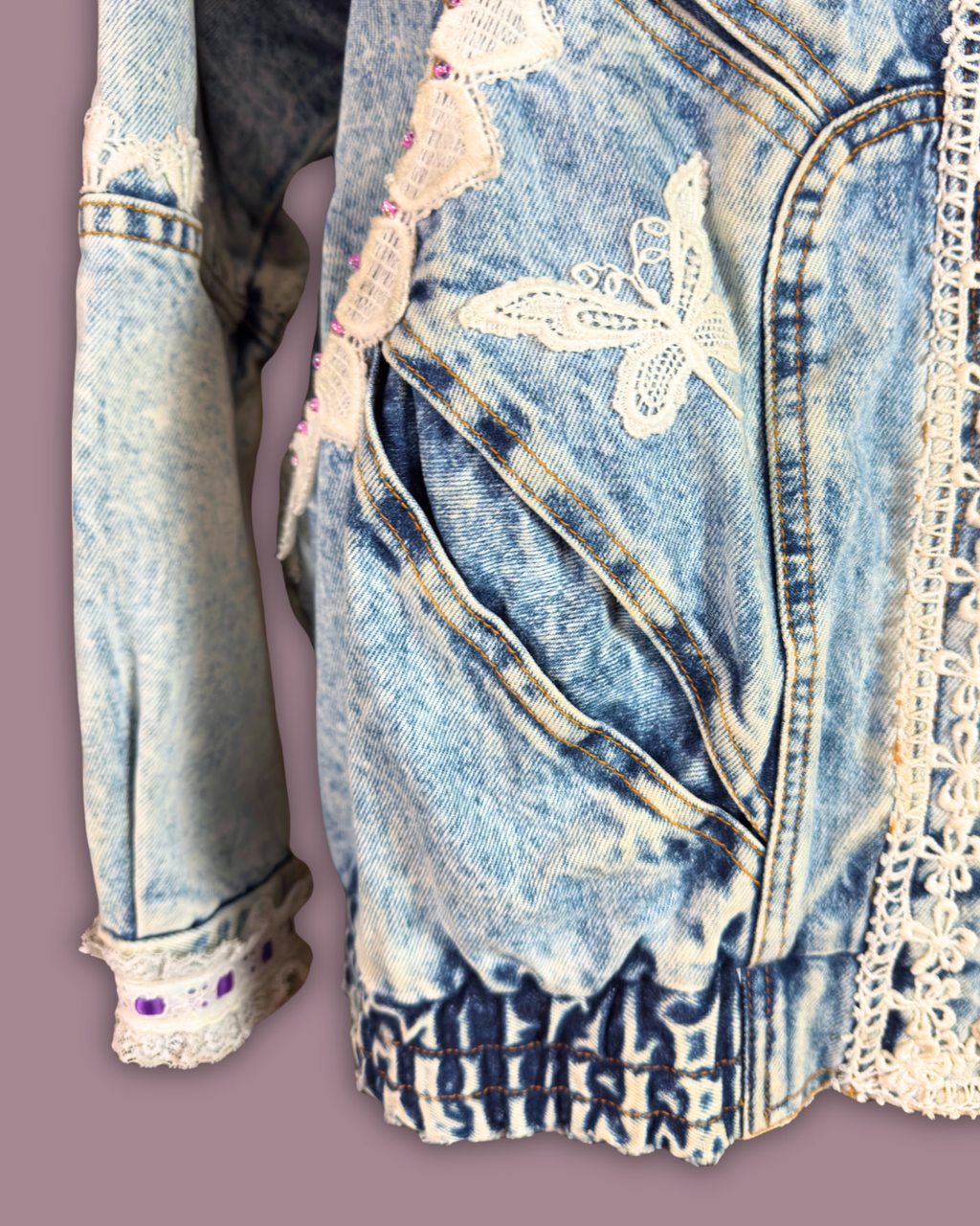 Deb Acid Wash Embelleshed Denim Jacket