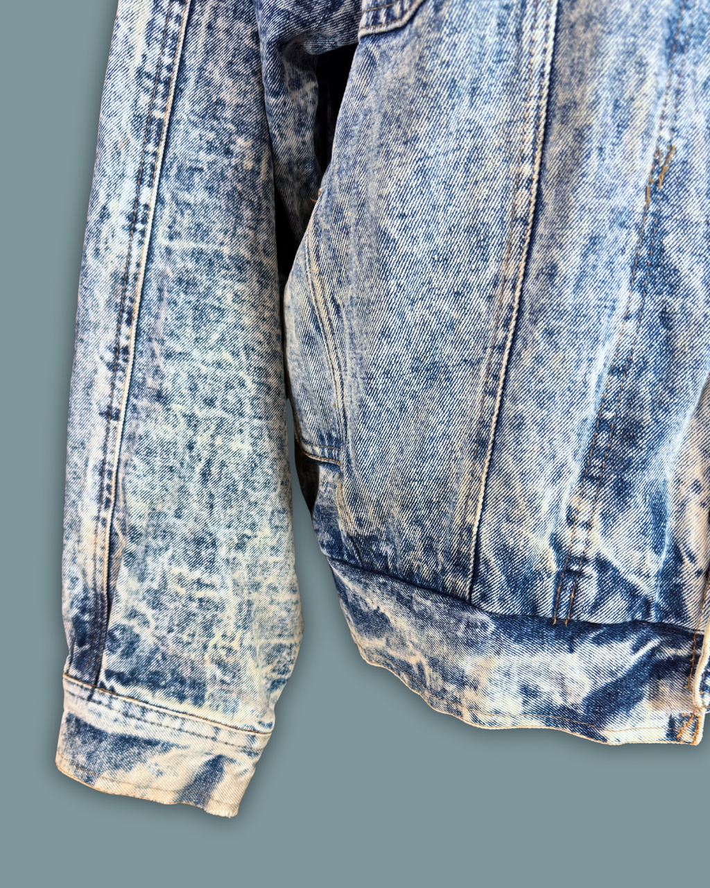 Dragon Embroidered Acid Wash Denim Jacket
