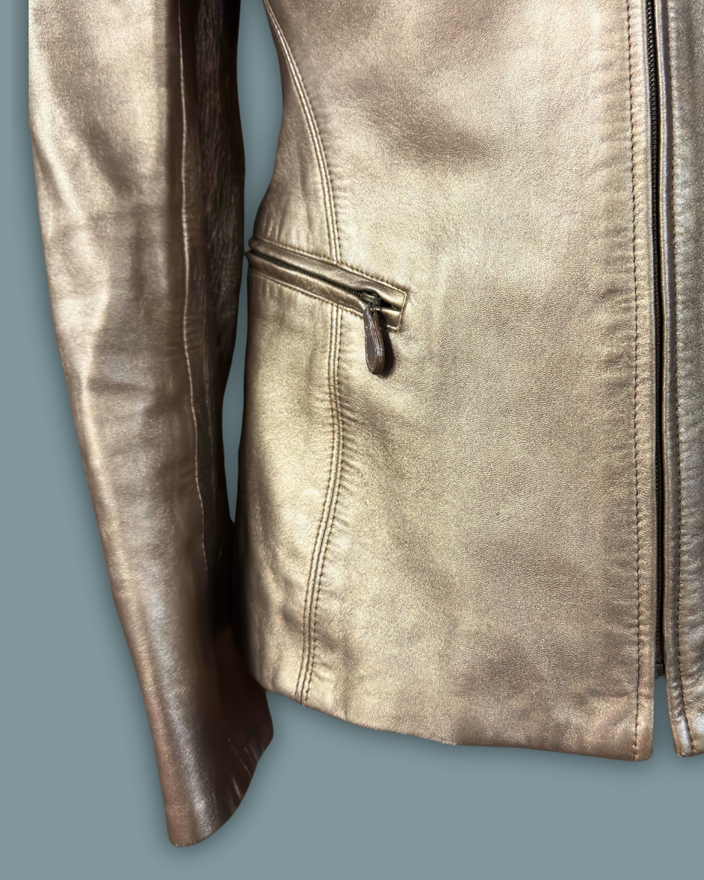 Wathne Gold Leather Jacket