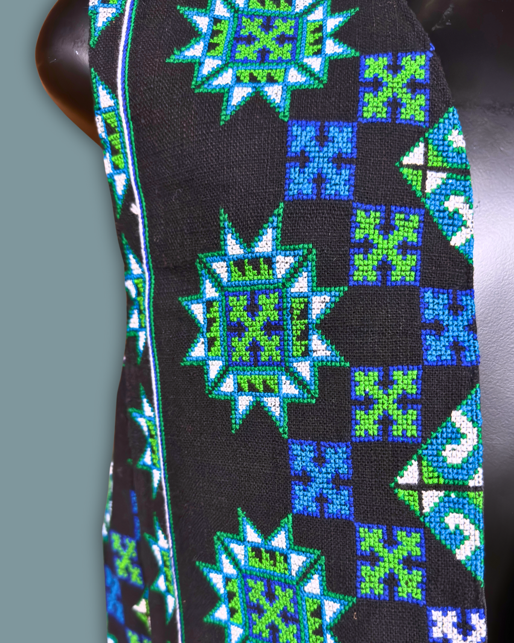 HillTribe Black & Green Thai Vest