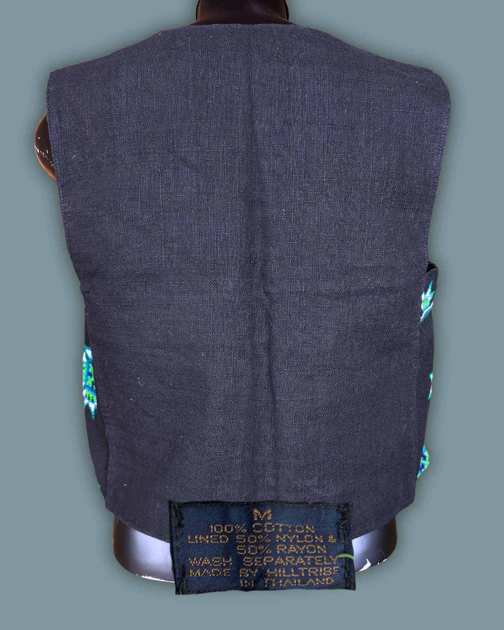HillTribe Black & Green Thai Vest