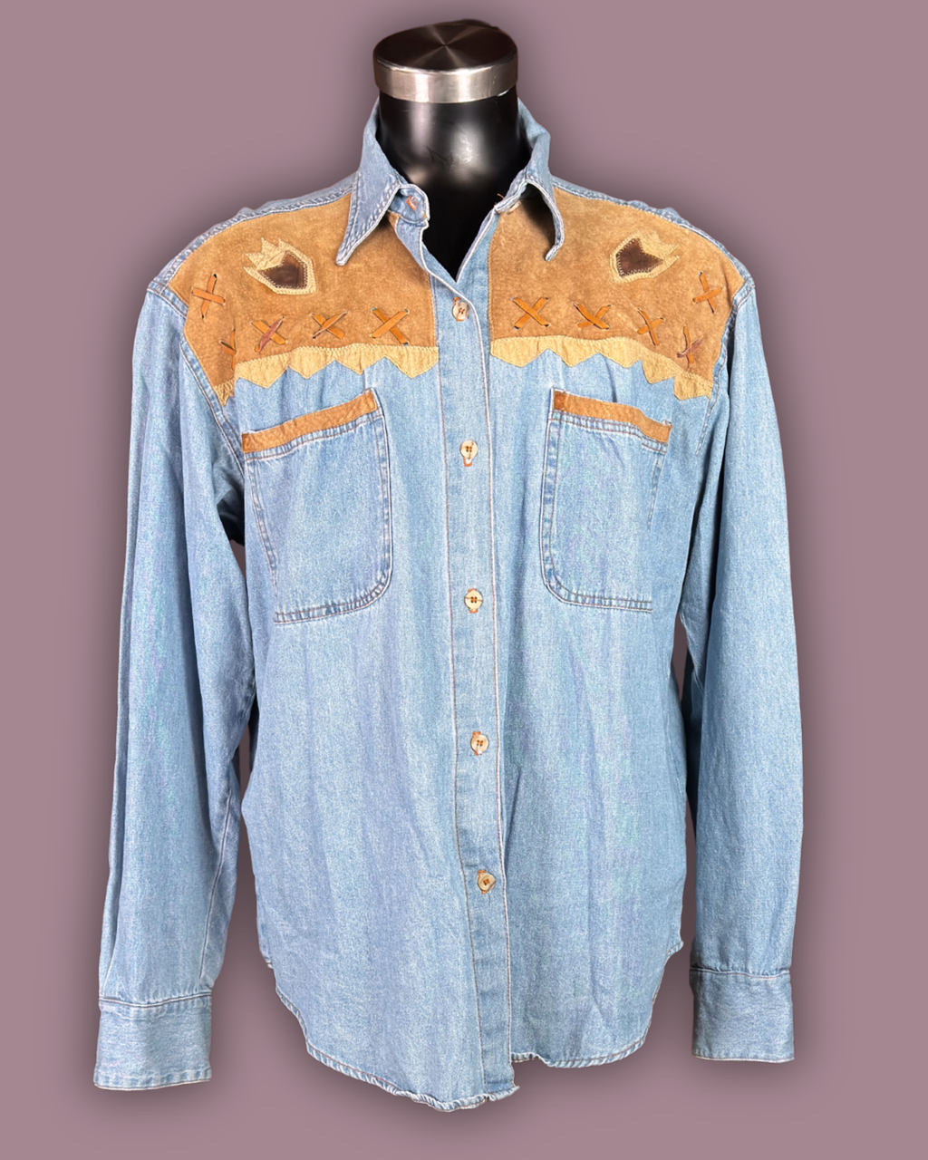 SAP MAN Denim & Leather Shirt
