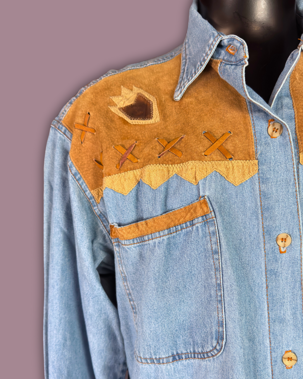 SAP MAN Denim & Leather Shirt